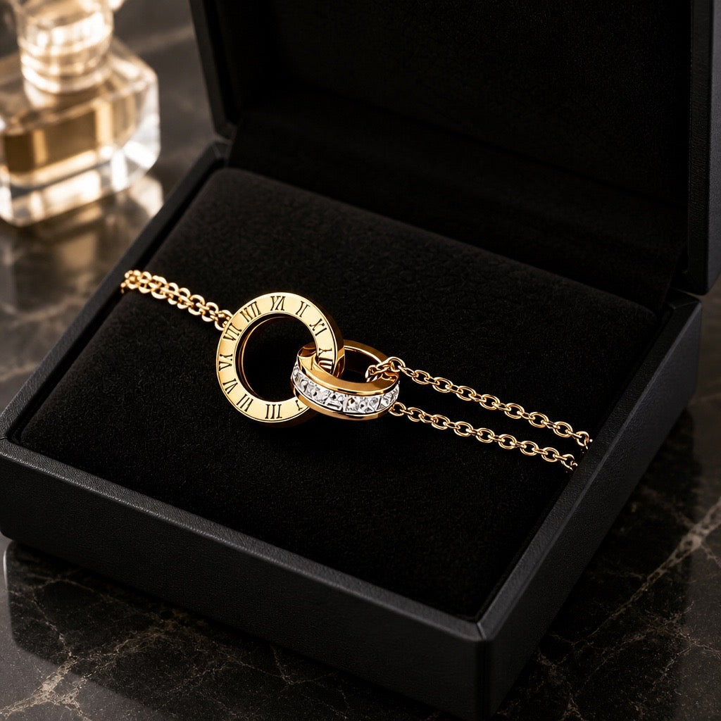 Women’s Gold Elegant Necklace & Bracelet Set