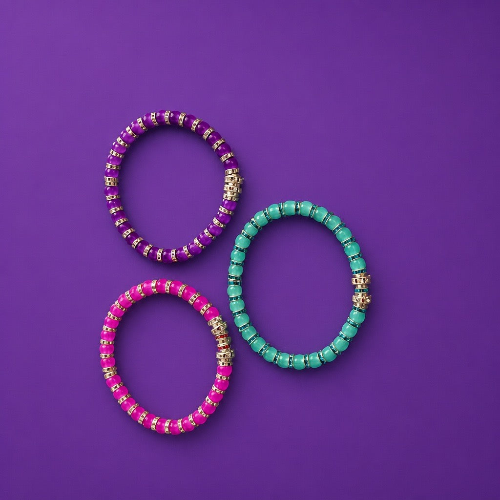 Trendy glass bead bracelet (3pcs)