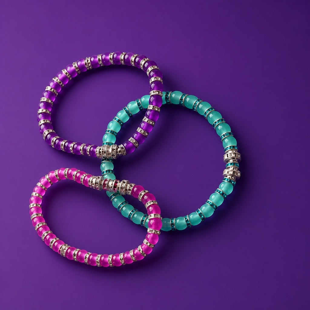 Trendy glass bead bracelet (3pcs)