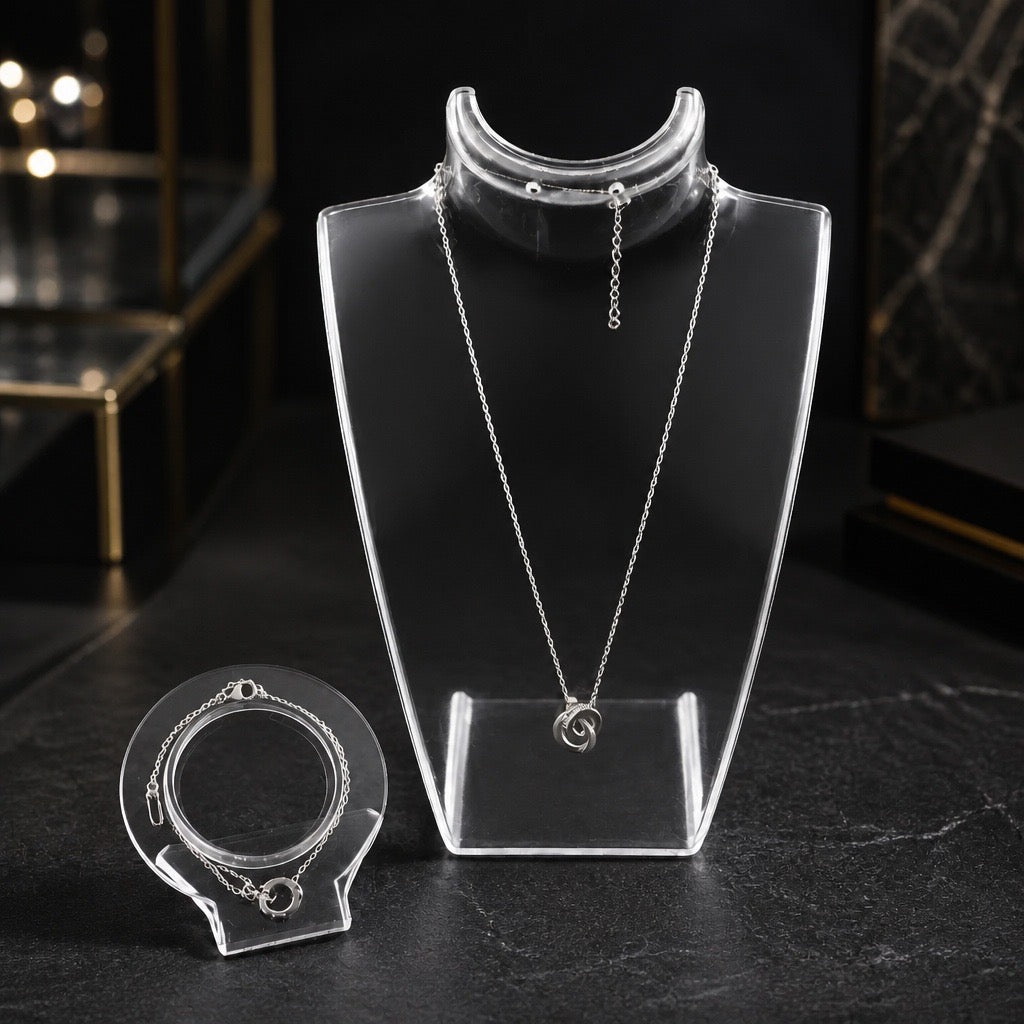 Women’s Silver Elegant necklace & bracelet set
