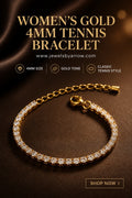 Women’s Gold 4mm Tennis Bracelet (1pc)