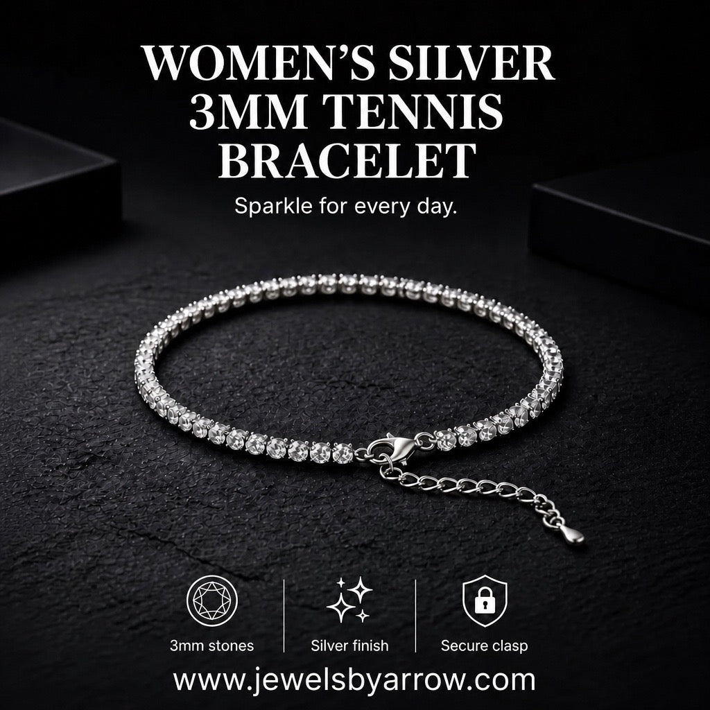 Women’s Silver 3mm Tennis Bracelet (1pc)