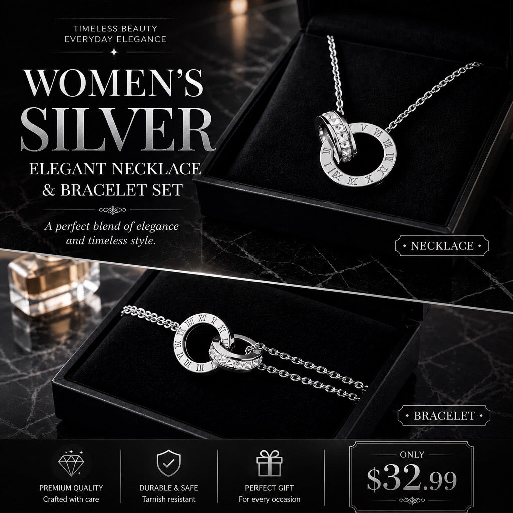 Women’s Silver Elegant necklace & bracelet set