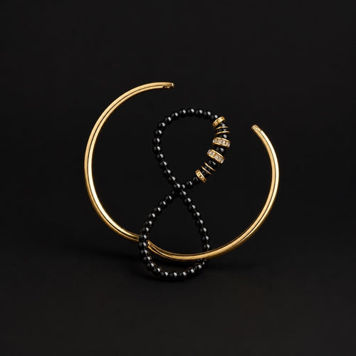 Black & Gold Fun Dangle Bracelets (2pcs)